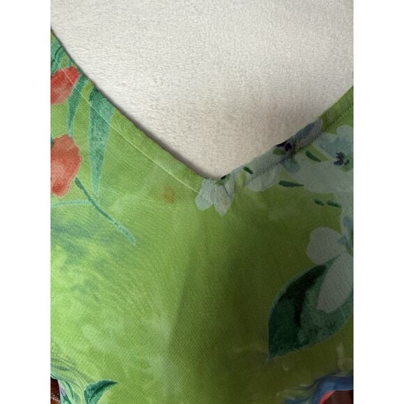 Vtg Silk Floral Dress Mermaid Asymmetrical Flutter Bias Cut Tropical Hawaiian - Picture 10 of 13